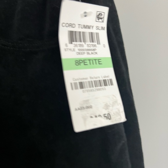 NWT Style & Co. Tummy Control Corduroy Pants, Deep Black, Size 8 Petite - Picture 5 of 6